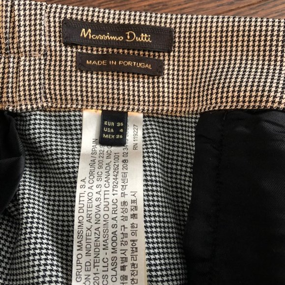 Massimo Dutti 100% Wool B/W Plaid Pants - Size 4 - Picture 3 of 5